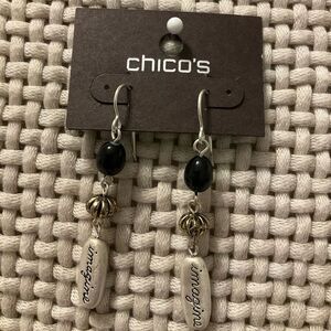 0017- New Chico's Black and Silver 'Imagine' Earrings